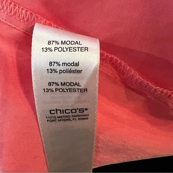 Chicos Long Sleeve Button-down Peach shirt, size 2 (L/12) - Picture 6 of 8
